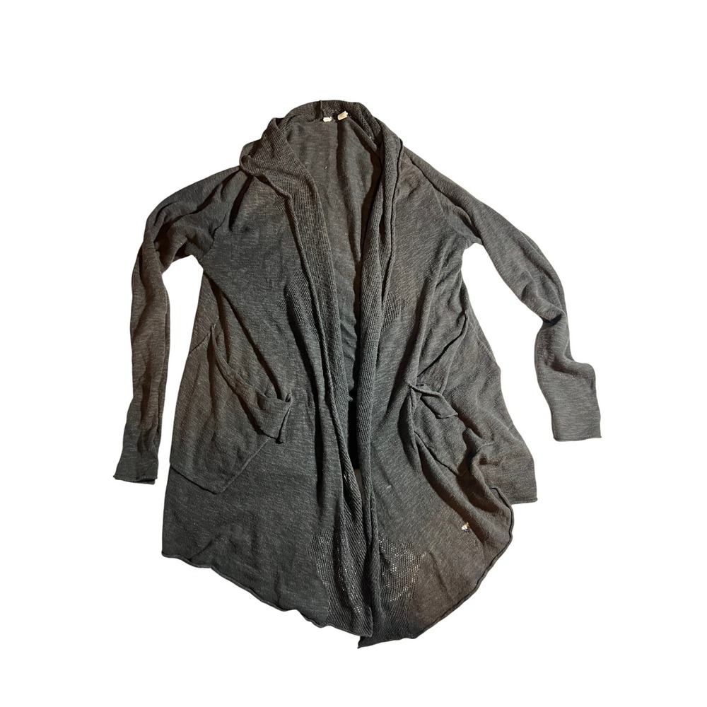 Moth‎ Grey Knit Waterfall Draped Open Front Long Sleeve Cardigan Sweater M